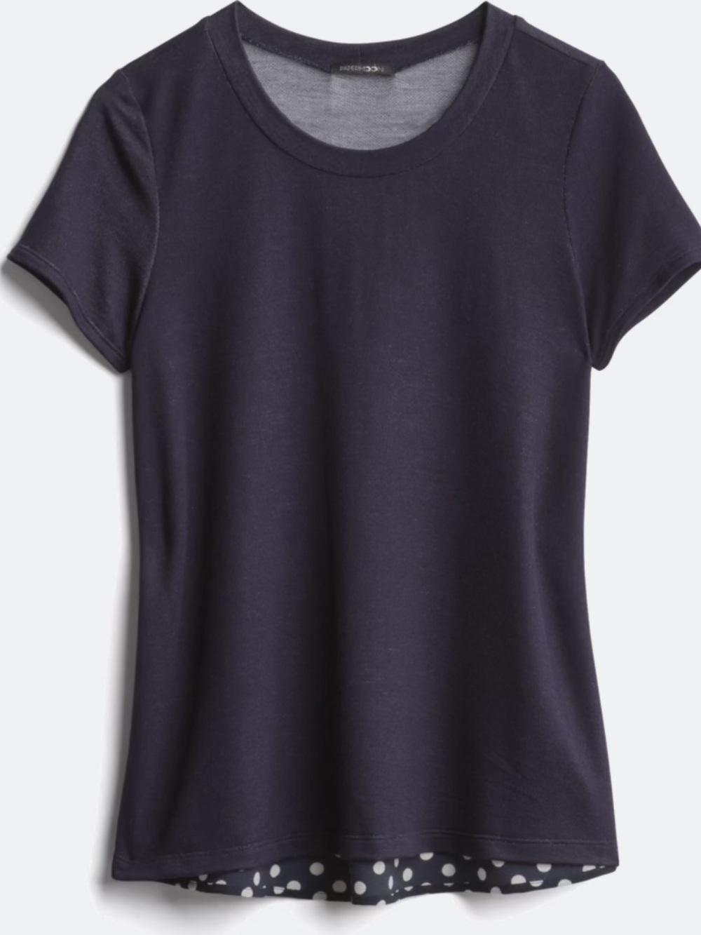Papermoon Marisol Mixed Material Knit Tee - Navy